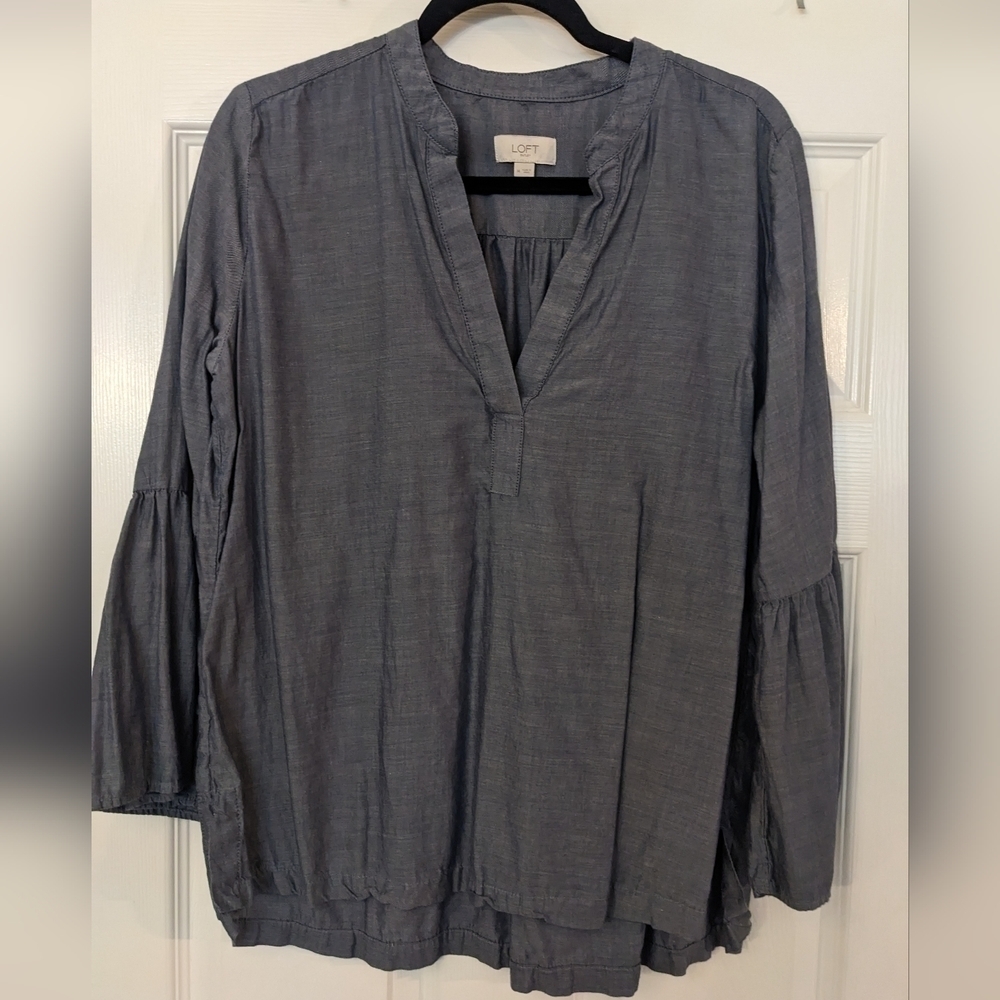 LOFT Outlet Bell Sleeve Split Neck Top